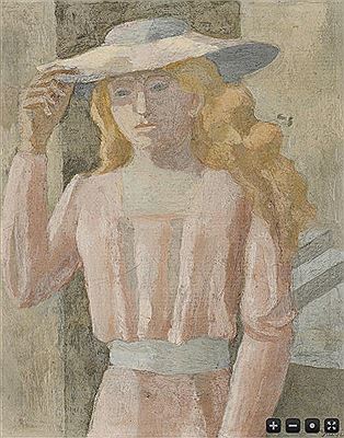 Junge Frau mit Sonnenhut.