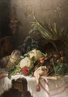 Still life with vegetables and chicken