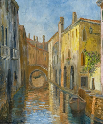 Venetian waterway scene.