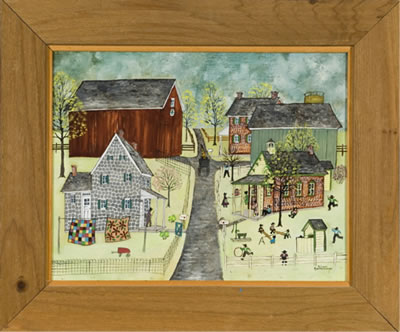 Scene of an Amish village.