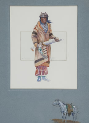 Portrait of Native American with arrows