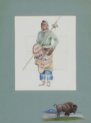Portrait of Native American with spear