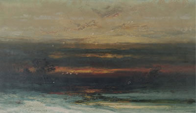 Abstract composition of sunset scene