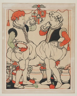 Two children eating and drinking