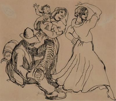 Family dancing to accordian music