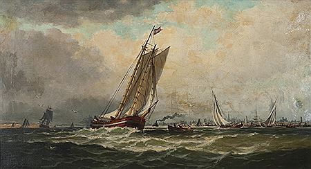 Marine scene with Sailboats
