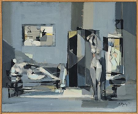 Abstract figural scene with two nudes