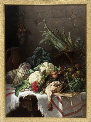 "Still Life with vegetables and chicken"