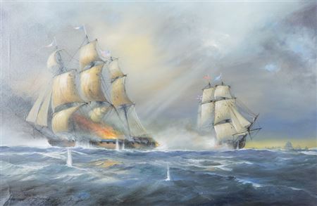 American John Paul Jones being kept from a britisih merchant fleet