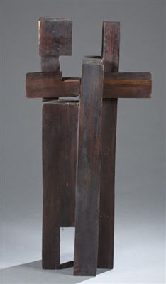 Geometric wood sculpture