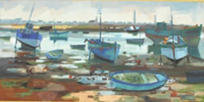 "Bateau de pêche au port à marée basse" by Pierre Diner - Auction record, sale price, and art valuation. Compare with similar artists and explore comparable artworks.