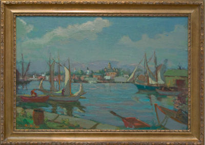 Gloucester Harbor by Joseph Rimini - Auction record, sale price, and art valuation. Compare with similar artists and explore comparable artworks.