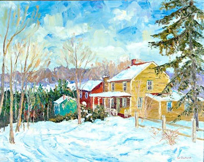 Sample artwork by William Jachwak (Born 1954), known for impressionist winter landscape painting - View similar artists and auction records