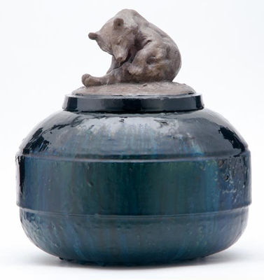 Squat Stoneware Lidded Vessel
