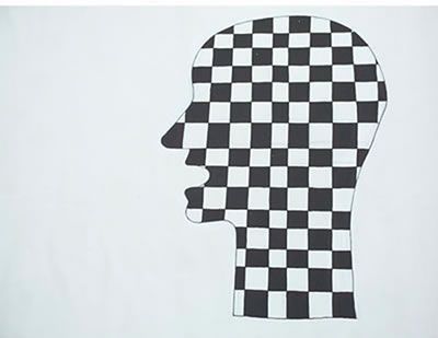 Portrait of Gene B Davis: self-portrait silhouette painting