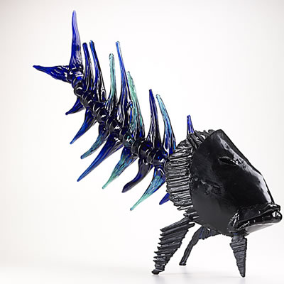 Glass fish sculpture