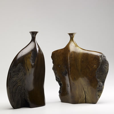 Two turned wood sculptures