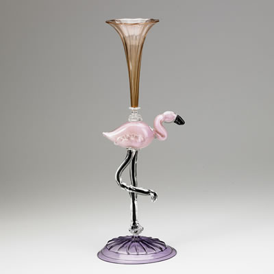 Tall glass flamingo goblet