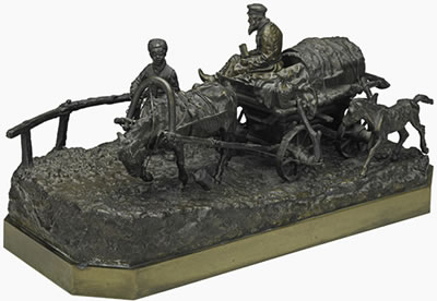 "The Jewish Carter," with peasant boy and carter on wagon reading the Bible