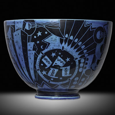 Massive glazed ceramic "Jazz" bowl by Viktor Schreckengost - Auction record, sale price, and art valuation. Compare with similar artists and explore comparable artworks.