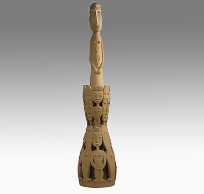 Important three-piece earthenware totem
