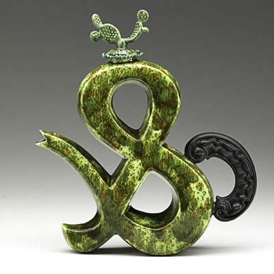 Ampersand teapot with cactus lid, California, 1998 by Adrian Saxe - Auction record, sale price, and art valuation. Compare with similar artists and explore comparable artworks.