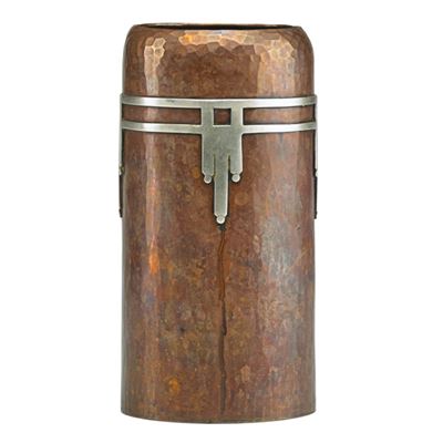 Hammered copper and silver vase, East Aurora, NY, 1909-20 by Dard (William Joseph) Hunter - Auction record, sale price, and art valuation. Compare with similar artists and explore comparable artworks.