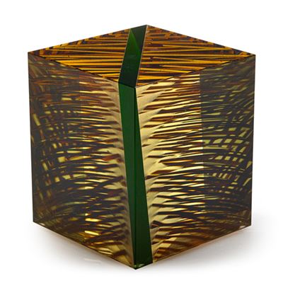 Laminated glass object with gold and silver leaf