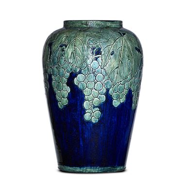 Fine, large, and early vase with grape clusters by Harriet Joor - Auction record, sale price, and art valuation. Compare with similar artists and explore comparable artworks.