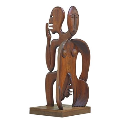 Rare guanacastle double sculpture by Edwin Scheier - Auction record, sale price, and art valuation. Compare with similar artists and explore comparable artworks.