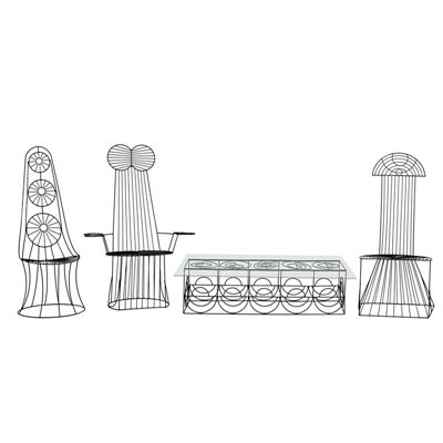 Three geometric chairs and coffee table (4)