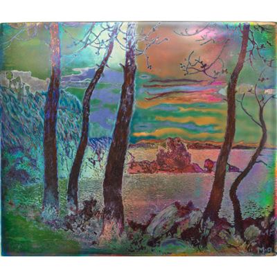 Wall-hanging plaque with landscape