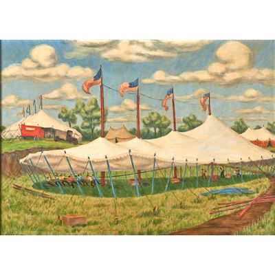 Raising the Tent, ca. 1935