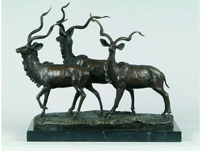 Three antelopes by Milo Martin - Auction record, sale price, and art valuation. Compare with similar artists and explore comparable artworks.