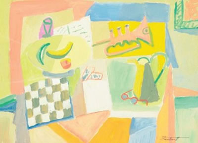 Nature morte au panier et à la trompette
