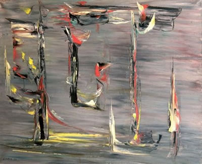 Composition fond gris, 1950