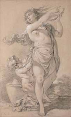 Bacchante au tambourin et jeune satyre.