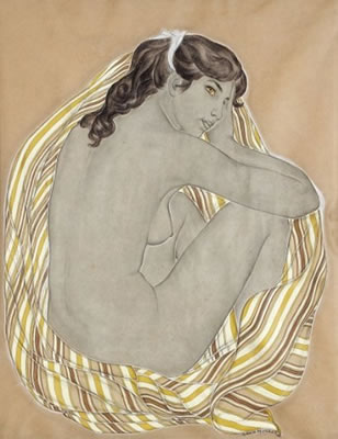 Etude de femme nue au voile