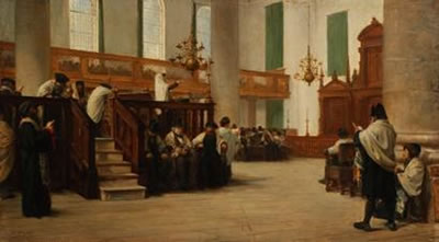 La prière de Kippour dans la Synagogue Portugaise d'Amsterdam