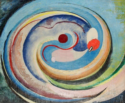 Composition au visage lunaire
