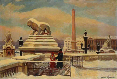 Neige, sur la place de la Concorde