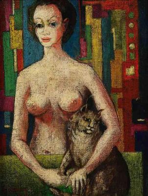 Femme au chat.