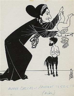 Evocation of the film Medea Pasolini: Maria Callas in Medea cut one of his children into slices before the Centaur Laurent Terzieff