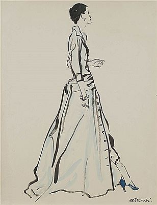 Dessin de mode pour Caudbeard et Vogue America, 1950