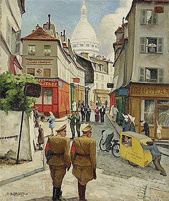 Paris, le Rue Norvins et le Sacré-Cœur