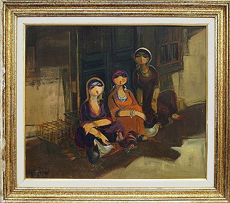Three women in an interior by Shakir Alalousi - Auction record, sale price, and art valuation. Compare with similar artists and explore comparable artworks.