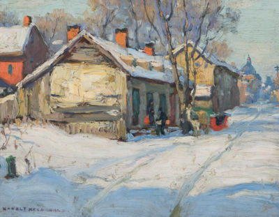 WINTER IN THE VILLAGE by Manly Edward MacDonald - Auction record, sale price, and art valuation. Compare with similar artists and explore comparable artworks.