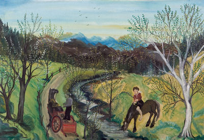 Sample artwork by Simone Mary (Marie) Bouchard (1912 - 1945), known for genre, interior, landscape and figure painting, rug hooking - View similar artists and auction records