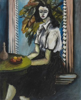 YOUNG WOMAN AT HER WINDOW SILL