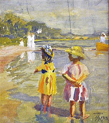 CHILDREN ON THE BEACH by William John Wood - Auction record, sale price, and art valuation. Compare with similar artists and explore comparable artworks.